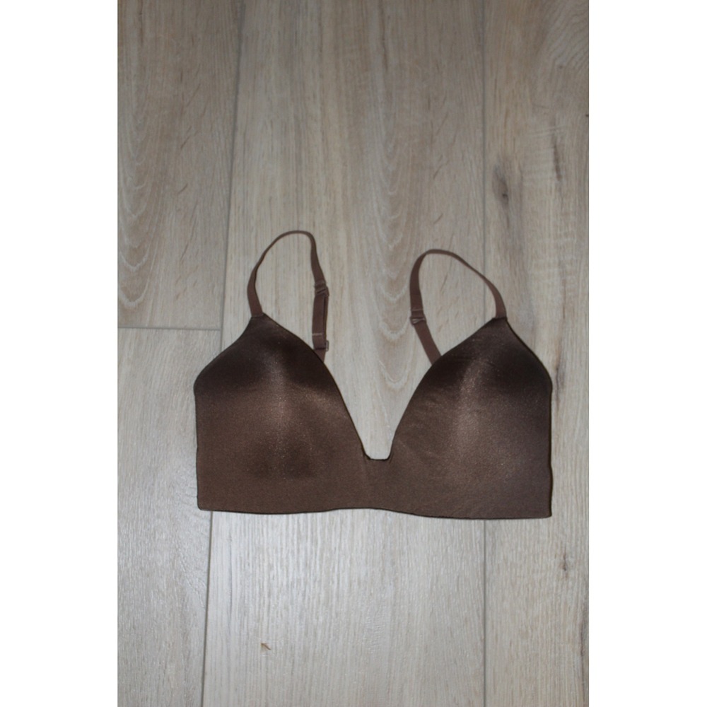 Skims Fits Everybody Wireless Plunge Bra Chocolate Brown 32D Seamless Minimalist